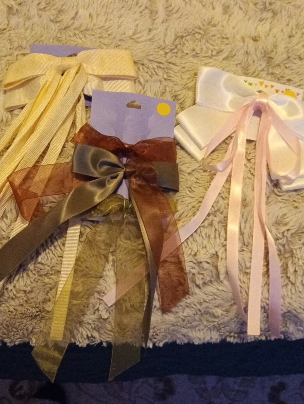 Claire's Ribbon Hair Bows in Pink, Cream, Gold, Brown, Gray